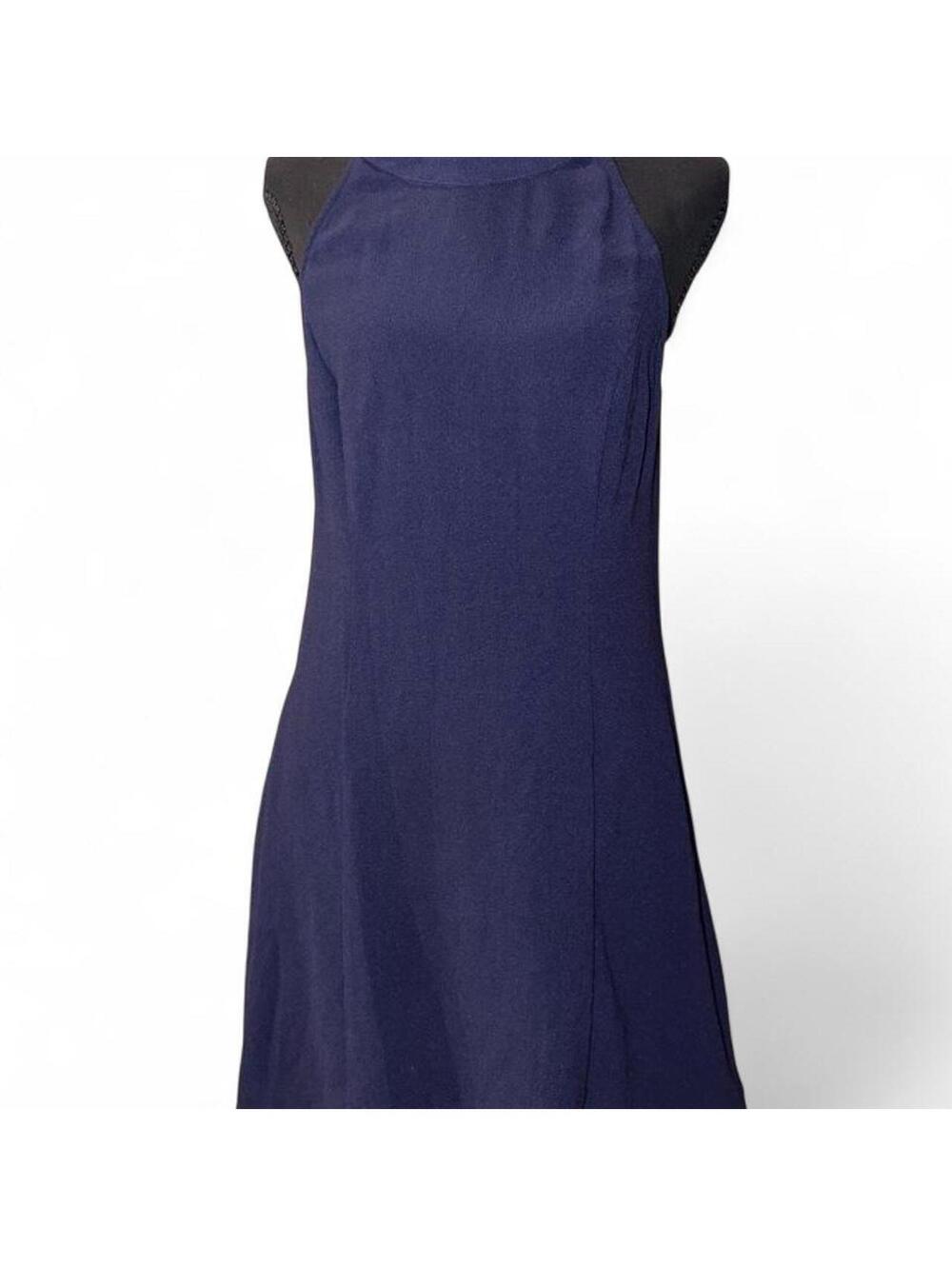 Speechless Navy Blue High Neck Halter Dress Floral Lace Keyhole Back - Medium